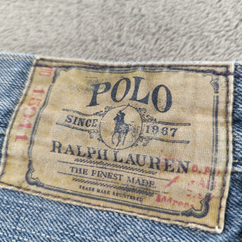 Polo Ralph Lauren Jean Shorts Mens 32 Blue Light Wash Vintage 67 Cut Off Jorts - Picture 4 of 15